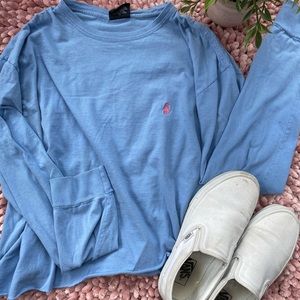 Trendy powder blue POLO long sleeve